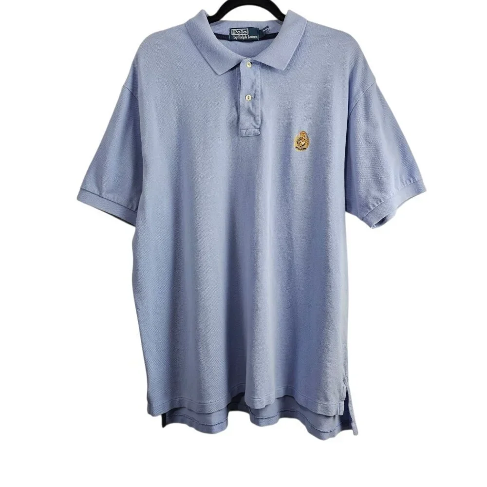 Polo Ralph Lauren Men's Crown Vintage Mesh Blue Polo Shirt